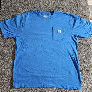 Carhartt Men K-87 T-Shirt Loose Fit Heavyweight Short Sleeve Pocket Marine Blue